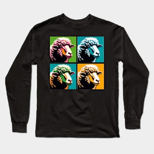 Vibrant Flock Fantasy: Pop Art Sheep Splendor Long Sleeve T-Shirt